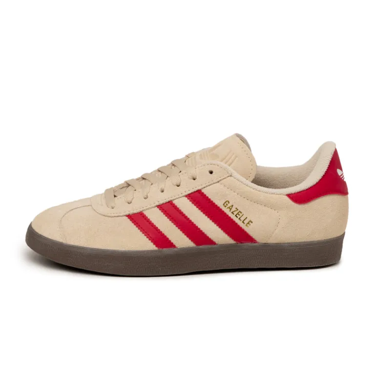Adidas Sneakers En Cuir|Baskets Décontractées Terrace*Gazelle Sand Strata / Better Scarlet / Cloud White