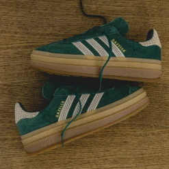 Adidas Sneakers À Plateforme|Sneakers En Cuir*Gazelle Bold W Collegiate Green / Wonder White / Gold Metallic