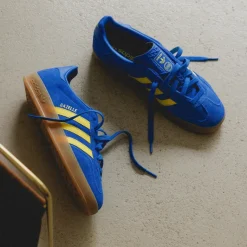 Adidas Sneakers En Cuir|Baskets Décontractées Terrace*Gazelle Indoor Blue / Pure Sulfur / Gum 3