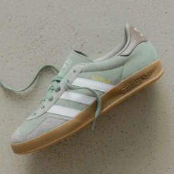 Adidas Sneakers En Cuir|Baskets Décontractées Terrace*Gazelle Indoor Silver Pebble / Silver Green / Footwear White