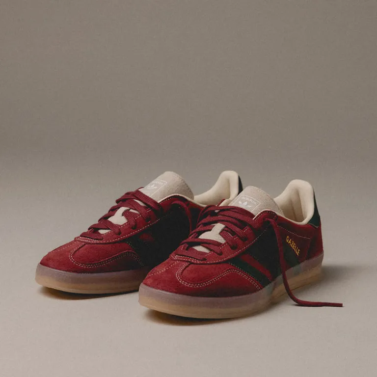Adidas Sneakers En Cuir|Baskets Décontractées Terrace*Gazelle Indoor Shadow Red / Shadow Green / Wonder White