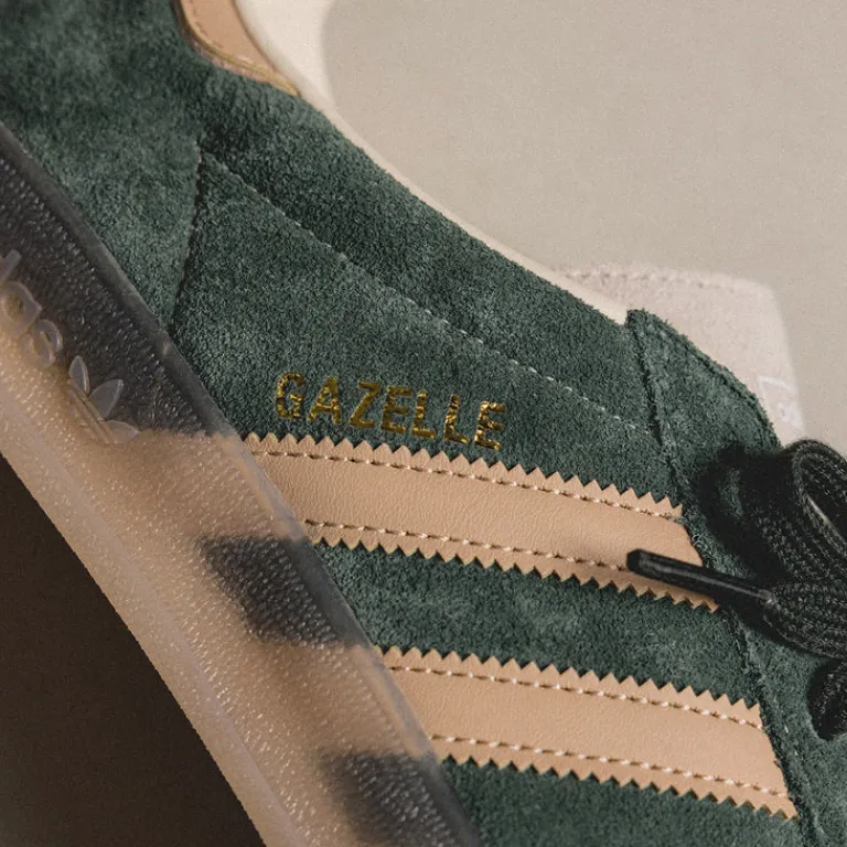 Adidas Sneakers En Cuir|Baskets Décontractées Terrace*Gazelle Indoor Shadow Green / Warm Sandstone / Wonder White