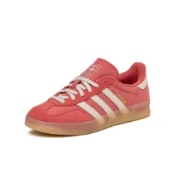 Adidas Sneakers En Cuir|Baskets Décontractées Terrace*Gazelle Indoor Crew Red / Aluminium / Magic Beige