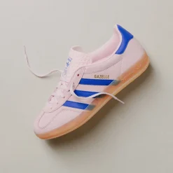 Adidas Sneakers En Cuir|Baskets Décontractées Terrace*Gazelle Indoor W Clear Pink / Lucid Blue / Gum