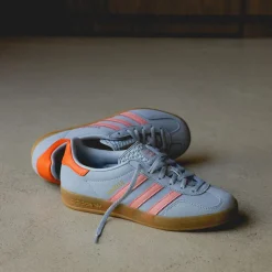 Adidas Sneakers En Cuir|Baskets Décontractées Terrace*Gazelle Indoor W Wonder Blue / Solar Orange / Gum 3