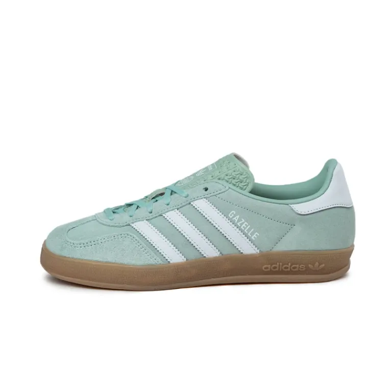 Adidas Sneakers En Cuir|Baskets Décontractées Terrace*Gazelle Indoor W Ash Green / Cloud White / Gum