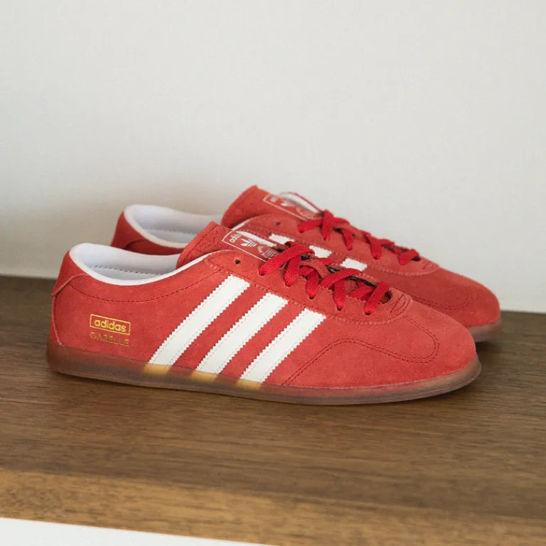 Adidas Sneakers En Cuir|Baskets Décontractées Terrace*Gazelle Low Pro W Better Scarlet / Cloud White / Gum 3