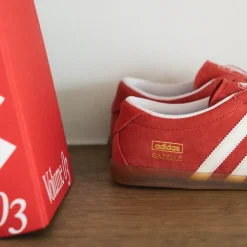 Adidas Sneakers En Cuir|Baskets Décontractées Terrace*Gazelle Low Pro W Better Scarlet / Cloud White / Gum 3