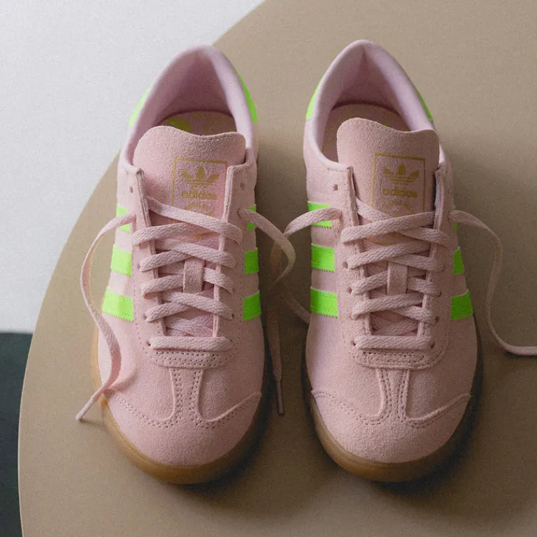 Adidas Sneakers En Cuir|Baskets Décontractées Terrace*Hamburg W Clear Pink / Solar Green / Gold Metallic