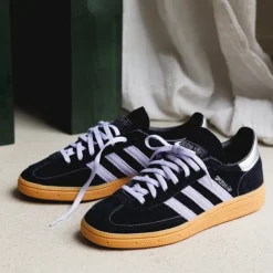 Adidas Sneakers En Cuir|Baskets Décontractées Terrace*Handball Spezial W Core Black / Violet Tone / Gum 1