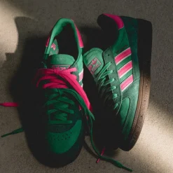 Adidas Sneakers En Cuir|Baskets Décontractées Terrace*Handball Spezial WM Court Green / Lucid Pink / Off White