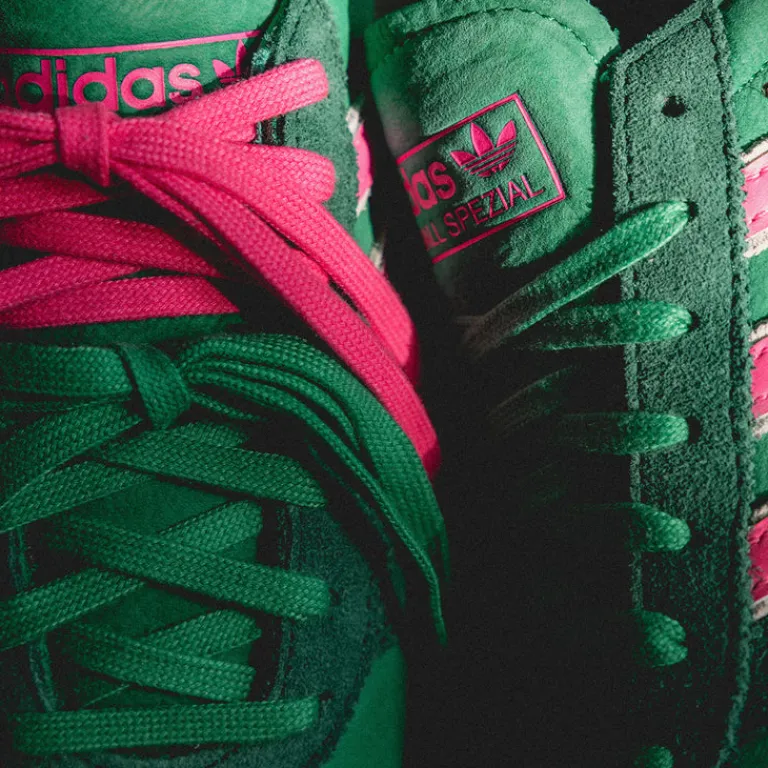 Adidas Sneakers En Cuir|Baskets Décontractées Terrace*Handball Spezial WM Court Green / Lucid Pink / Off White