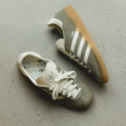 Adidas Sneakers En Cuir|Baskets Décontractées Terrace*München W Silver Pebble / Off White / Silver Metallic
