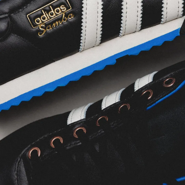 Adidas Sneakers En Cuir|Baskets Décontractées Terrace*Samba 62 Core Black / Cloud White / Blue Bird