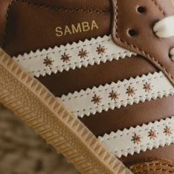 Adidas Sneakers En Cuir|Baskets Décontractées Terrace*Samba OG W Cloud White / Preloved Brown / Cream White