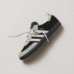Adidas Sneakers En Cuir|Baskets Décontractées Terrace*Samba OG W Core Black / Aluminium / Silver Green