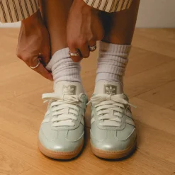 Adidas Sneakers En Cuir|Baskets Décontractées Terrace*Samba OG W Linen Green Metallic / Off White / Cyber Metallic