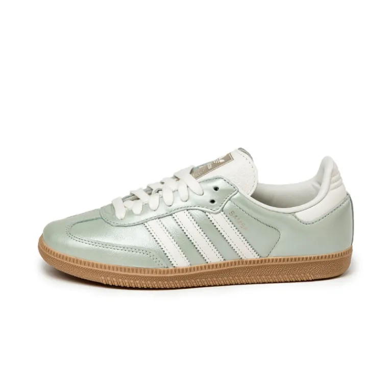 Adidas Sneakers En Cuir|Baskets Décontractées Terrace*Samba OG W Linen Green Metallic / Off White / Cyber Metallic