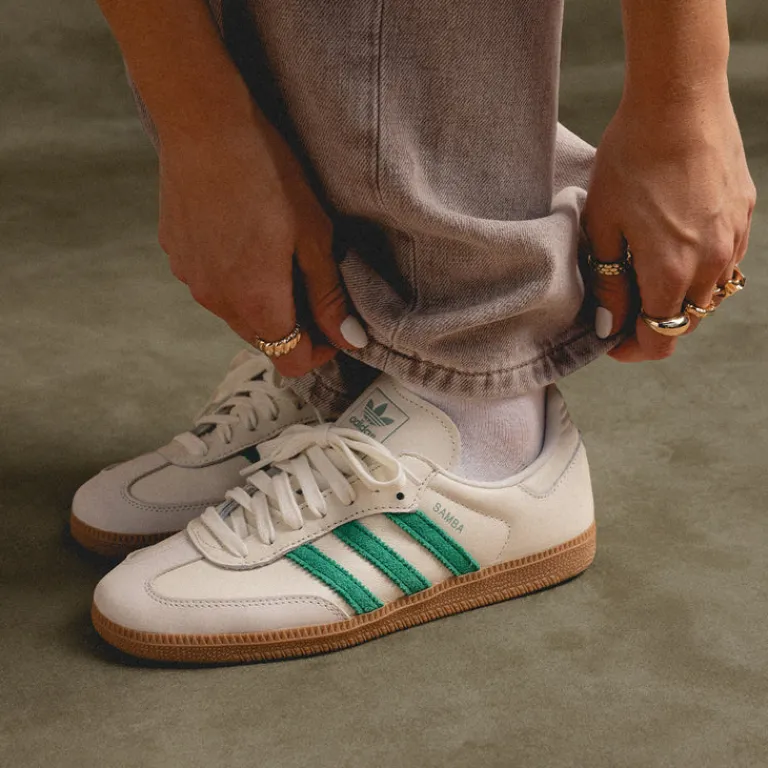 Adidas Sneakers En Cuir|Baskets Décontractées Terrace*Samba OG W Off White / Court Green / Hazy Green