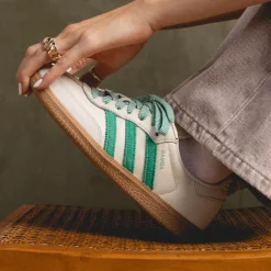 Adidas Sneakers En Cuir|Baskets Décontractées Terrace*Samba OG W Off White / Court Green / Hazy Green