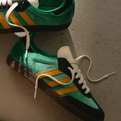 Adidas Sneakers En Cuir|Baskets Décontractées Terrace*Samba OG W Court Green / Preloved Yellow / Collegiate Green