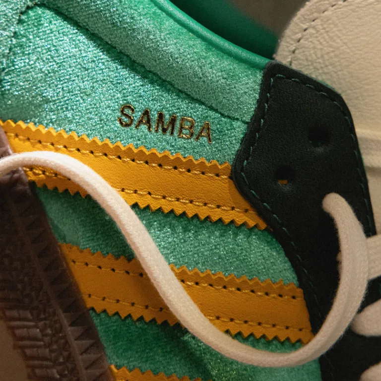 Adidas Sneakers En Cuir|Baskets Décontractées Terrace*Samba OG W Court Green / Preloved Yellow / Collegiate Green