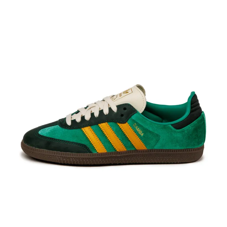 Adidas Sneakers En Cuir|Baskets Décontractées Terrace*Samba OG W Court Green / Preloved Yellow / Collegiate Green