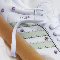 Adidas Sneakers En Cuir|Baskets Décontractées Terrace*Sambae W Cloud White / Linen Green / Gum