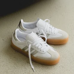 Adidas Sneakers En Cuir|Baskets Décontractées Terrace*Sambae W Footwear White / Silver Metallic / Gum 3