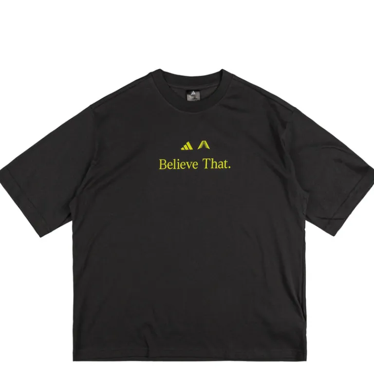 Adidas T-Shirts*x Anthony Edwards Believe That T-Shirt Black / Preloved Lime