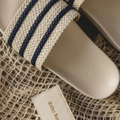 Adidas Sneakers Végétaliens|Mules & Slides*x Wales Bonner Adilette Wonder White / Wonder White / Night Indigo