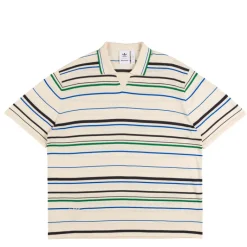 Adidas T-Shirts*x Wales Bonner Knit Polo Wonder White / Night Indigo / Bluebird / Green