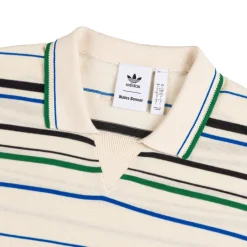 Adidas T-Shirts*x Wales Bonner Knit Polo Wonder White / Night Indigo / Bluebird / Green