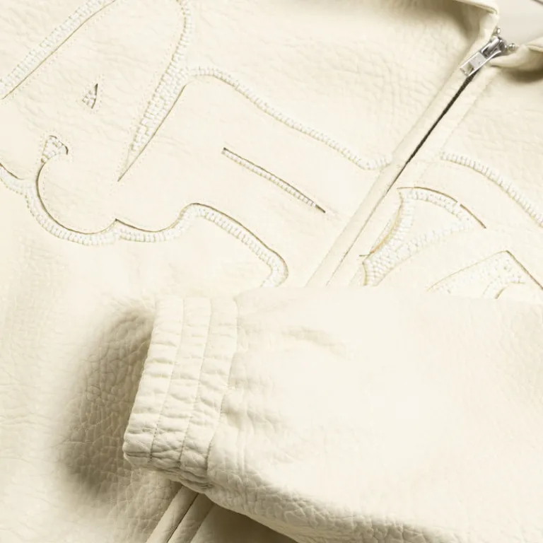Arte Antwerp Gilets*Big Logo Leather Jacket Cream