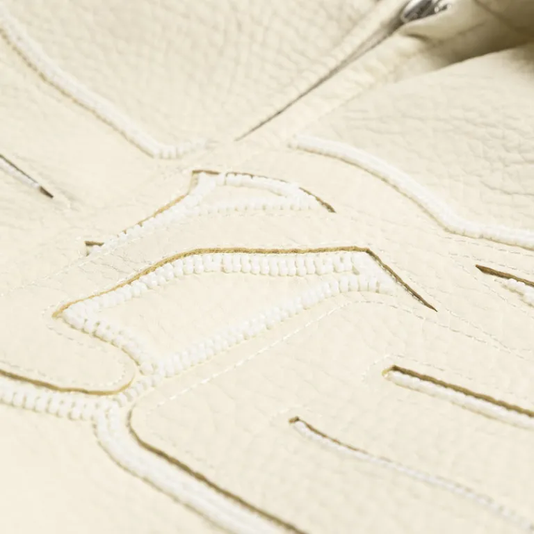 Arte Antwerp Gilets*Big Logo Leather Jacket Cream