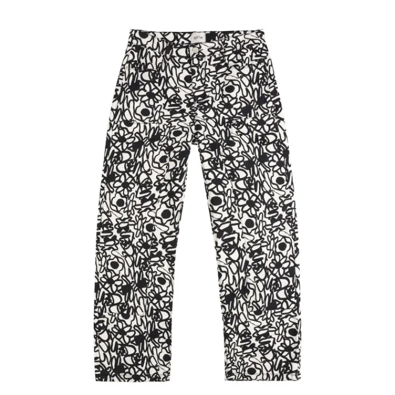 Arte Antwerp Pantalons*Flowers Allover Pants Black / White