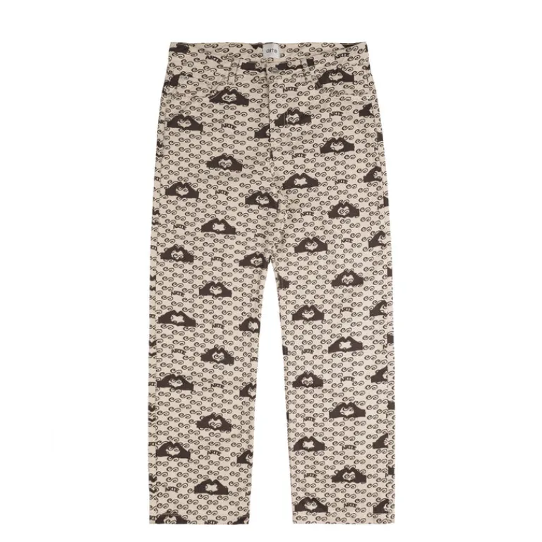 Arte Antwerp Pantalons*Hand Heart Print Pants Cream / Brown