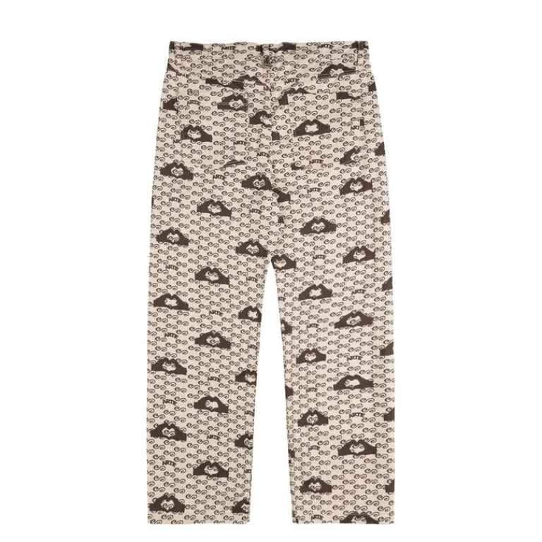 Arte Antwerp Pantalons*Hand Heart Print Pants Cream / Brown