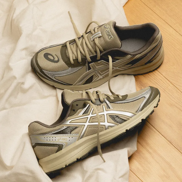 Asics Sneakers Végétaliens|Chaussures De Running Retro*JOG 100S Khaki / Pure Silver