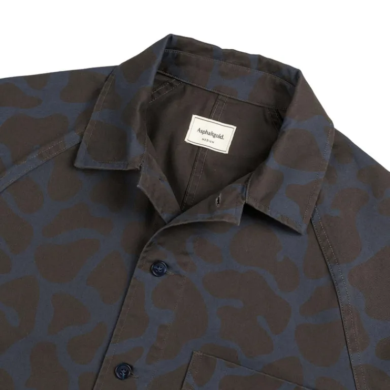 Asphaltgold Gilets*Overshirt Animal Print Blue / Phantom