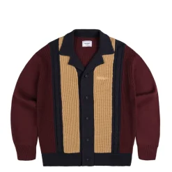 Asphaltgold Tricot*Third Place Knit Cardigan Burgundy / Navy / Almond