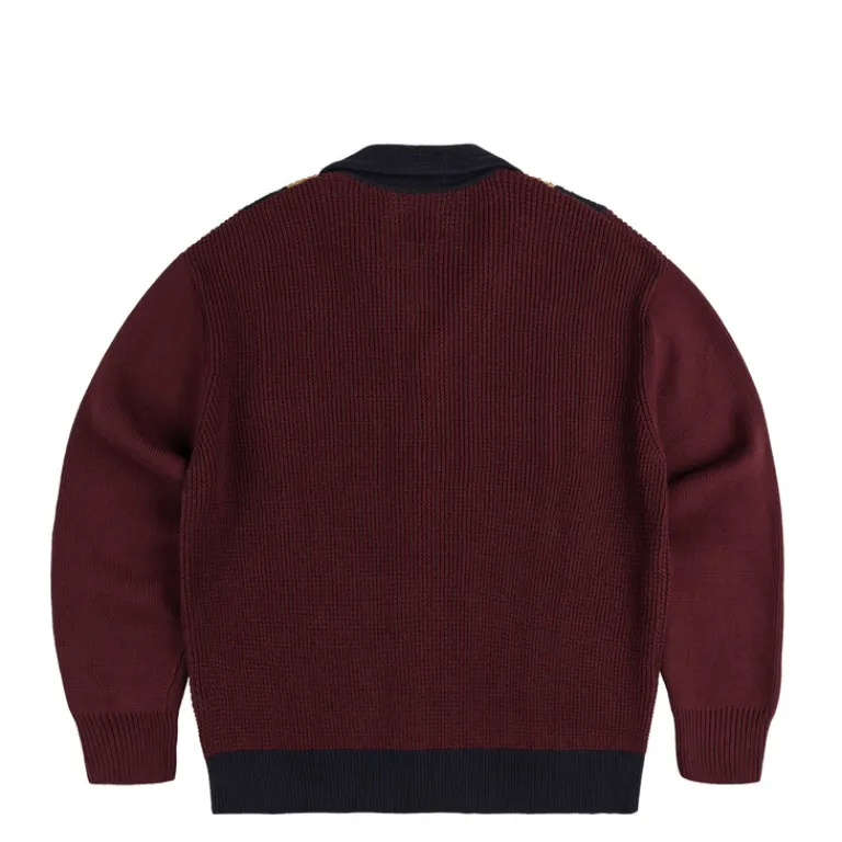 Asphaltgold Tricot*Third Place Knit Cardigan Burgundy / Navy / Almond