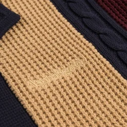 Asphaltgold Tricot*Third Place Knit Cardigan Burgundy / Navy / Almond