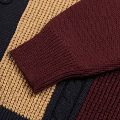 Asphaltgold Tricot*Third Place Knit Cardigan Burgundy / Navy / Almond