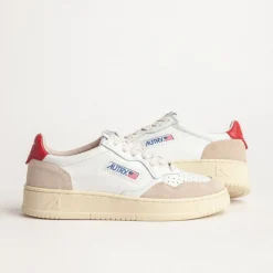 Autry Sneakers En Cuir|Sneakers Blancs*Medalist W *Leather / Suede* White / Red