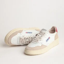 Autry Sneakers En Cuir|Sneakers Blancs*Medalist W *Leather / Suede* White / Red
