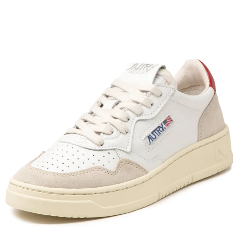 Autry Sneakers En Cuir|Sneakers Blancs*Medalist W *Leather / Suede* White / Red