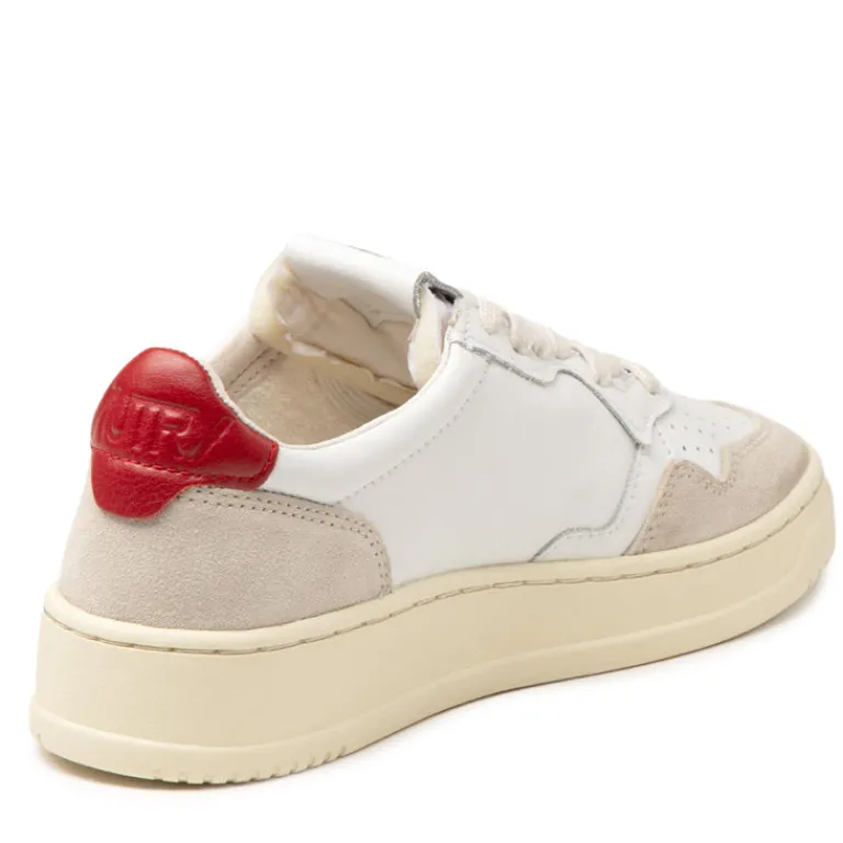 Autry Sneakers En Cuir|Sneakers Blancs*Medalist W *Leather / Suede* White / Red