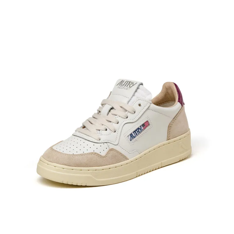 Autry Sneakers En Cuir|Sneakers Blancs*Medalist W *Leather / Suede* White / Raspberry