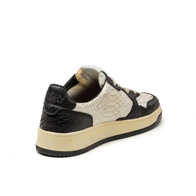 Autry Sneakers En Cuir|Sneakers Blancs*Medalist W Python *Super Vintage* Black / White